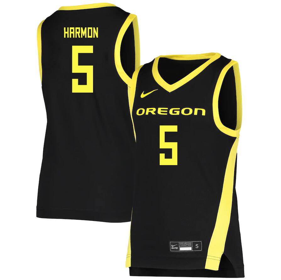 Men #5 De'Vion Harmon Oregon Ducks College Basketball Jerseys Sale-Black